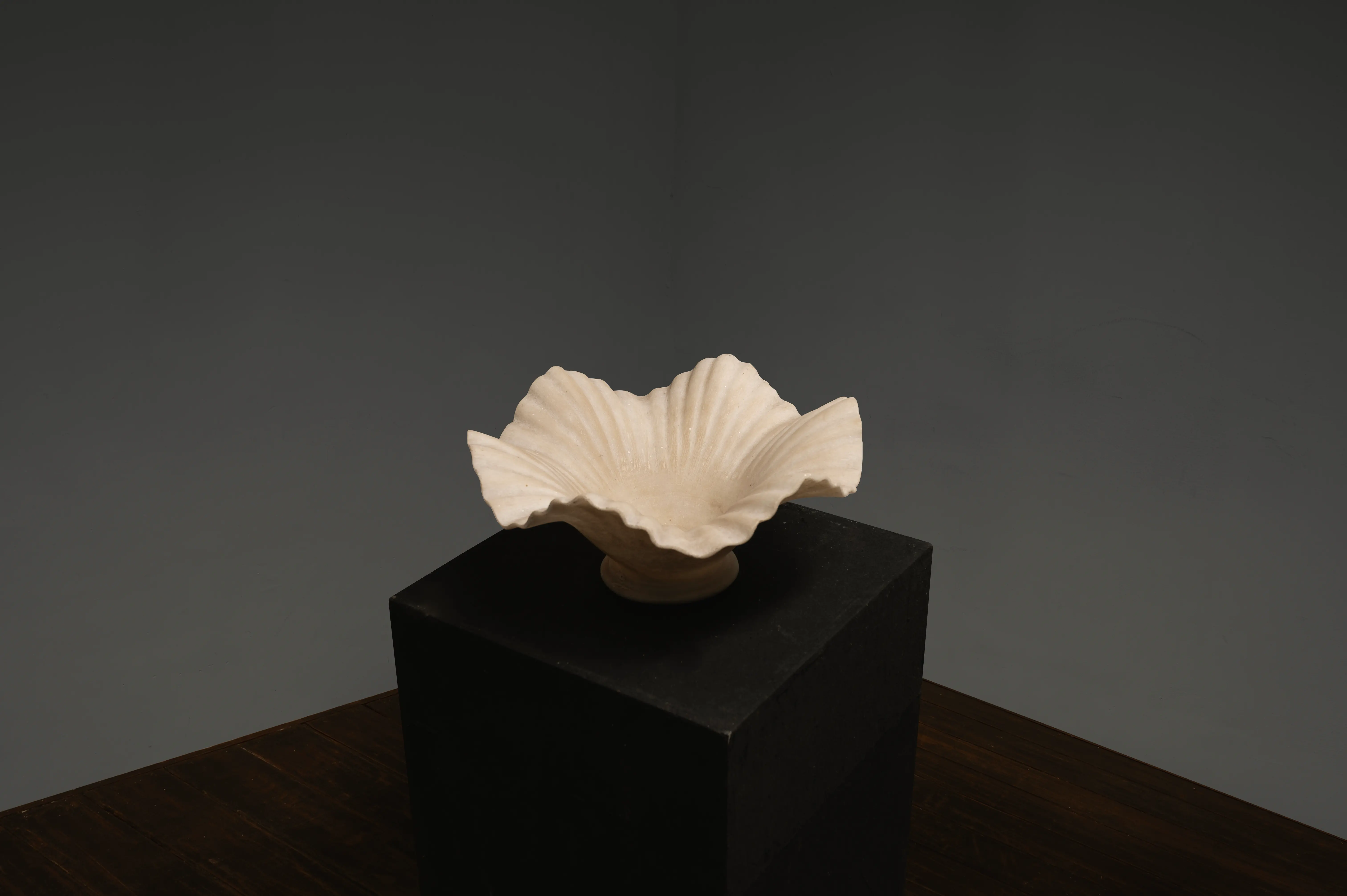 Hand-Carved White Marble Lotus Bowl