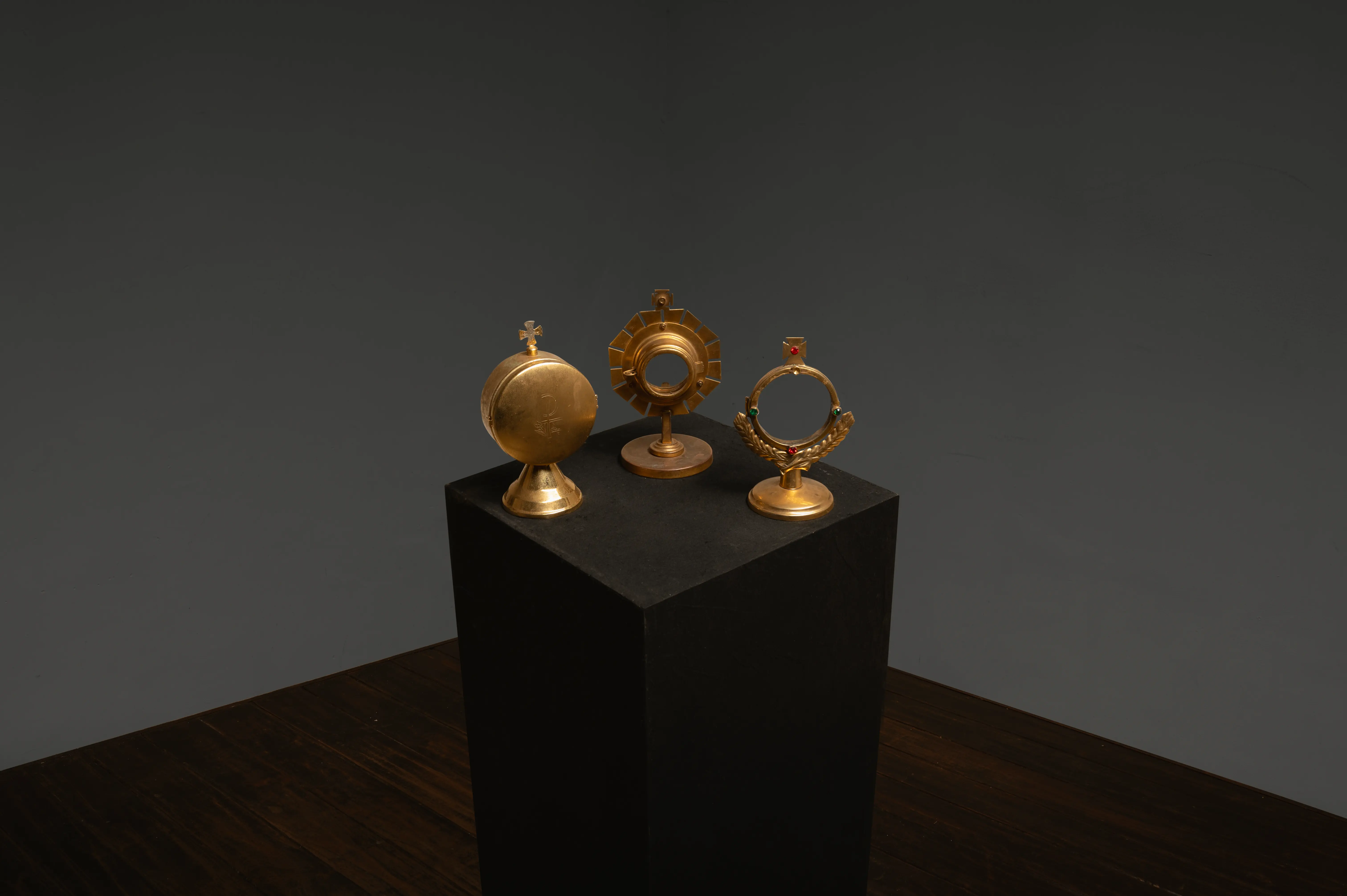 Set of Three Gilded Christian Reliquaries